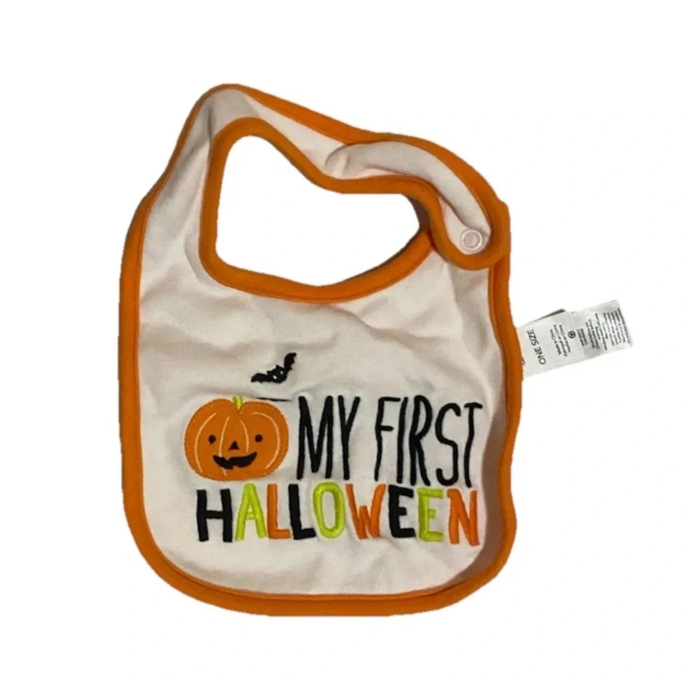Carter’s My First Halloween Just One You Baby Pumpkin Teething Orange White Bib